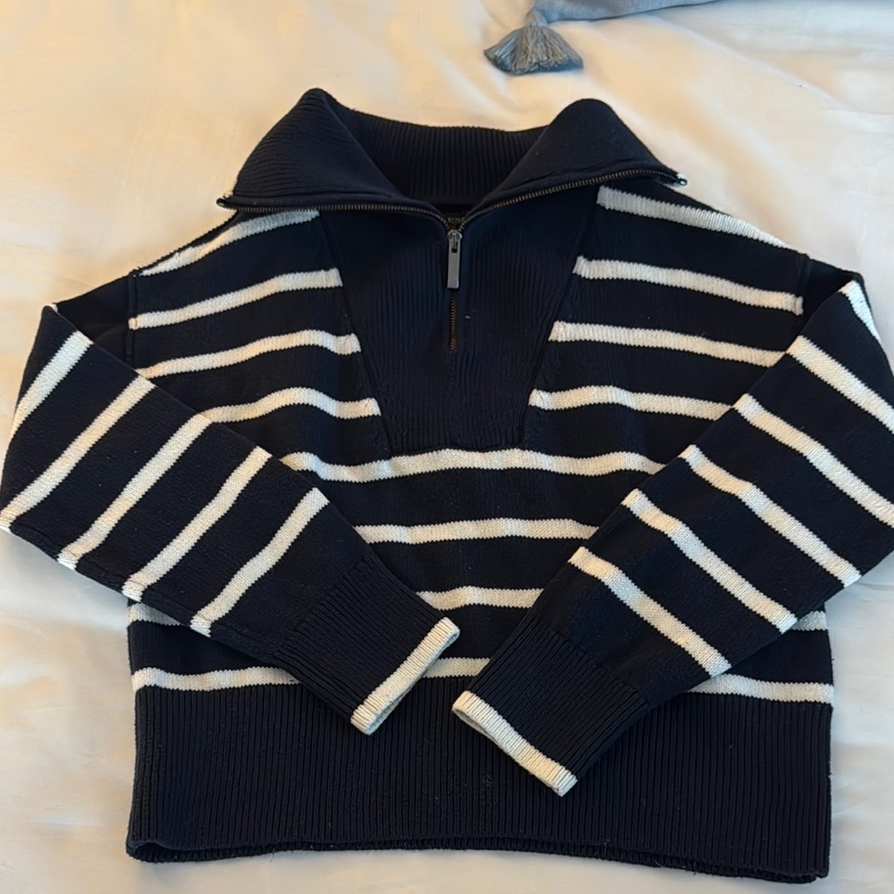 Striped Half-Zip Sweater